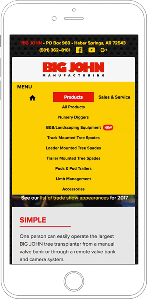 new big-john.com website screenshot on mobile