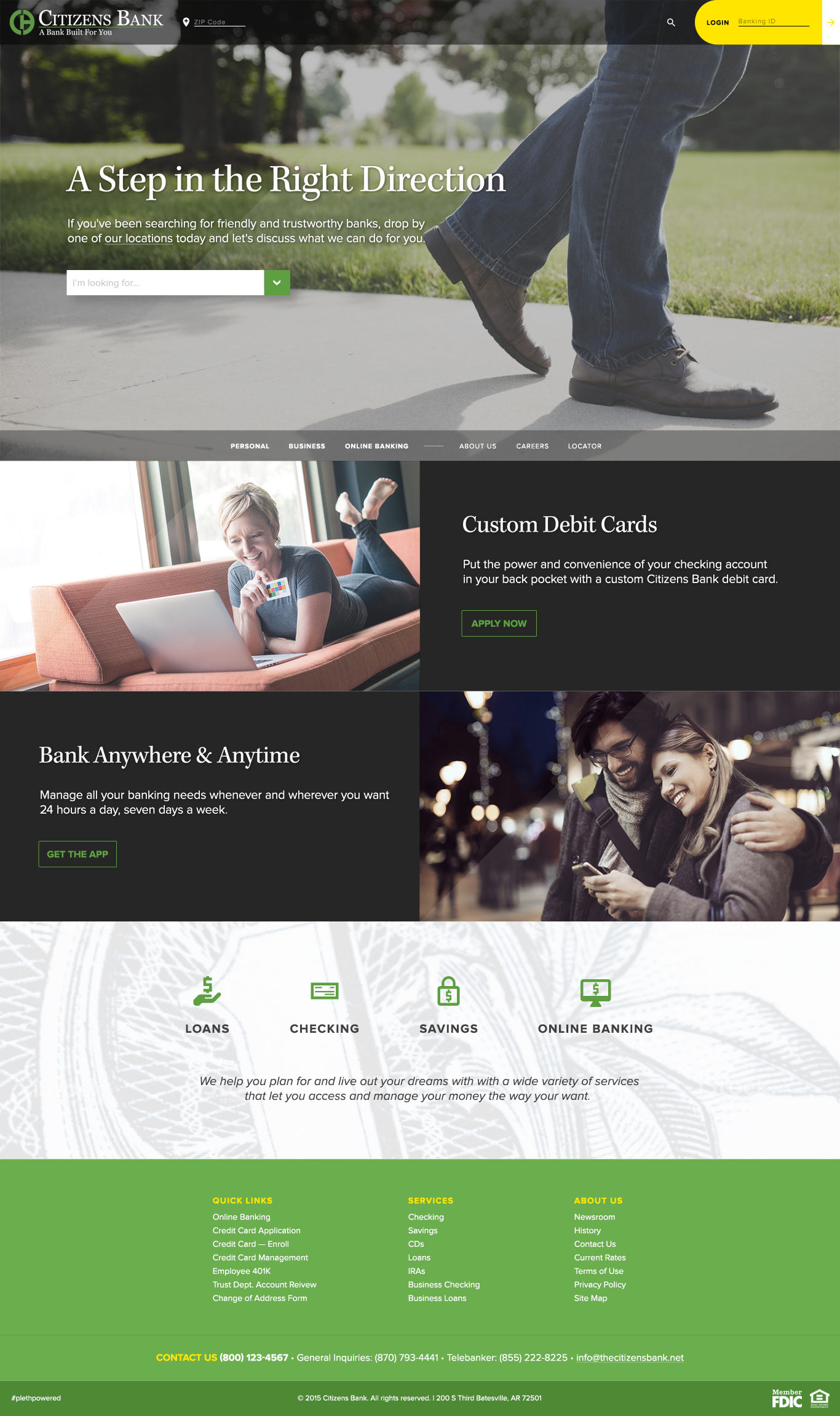 Citizens Bank website, Home page